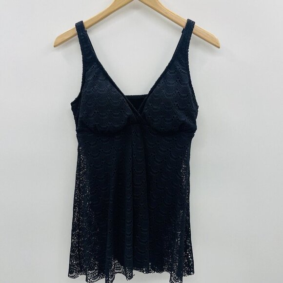 Swim Solutions Womens 14 Crochet Tummy-Control Flyaway One Piece Swimdress 1786 - Picture 2 of 7